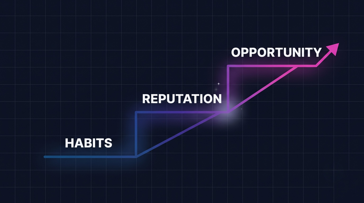 Steady work ethics building a reputation that climbs the career ladder, one consistent day at a time
