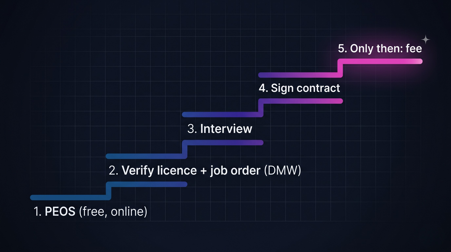 The real work-abroad process order, from PEOS to a signed contract