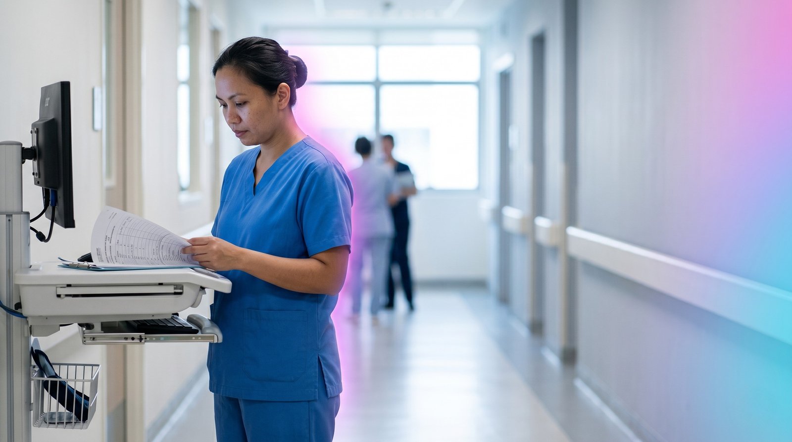 A Filipino nurse at work in a Singapore hospital