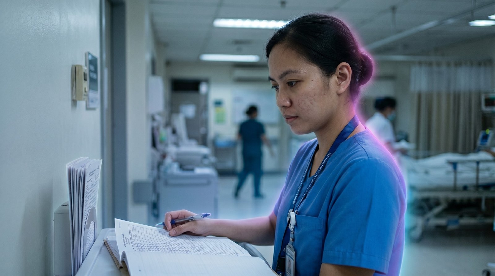A Filipino nurse on a hospital ward in Spain