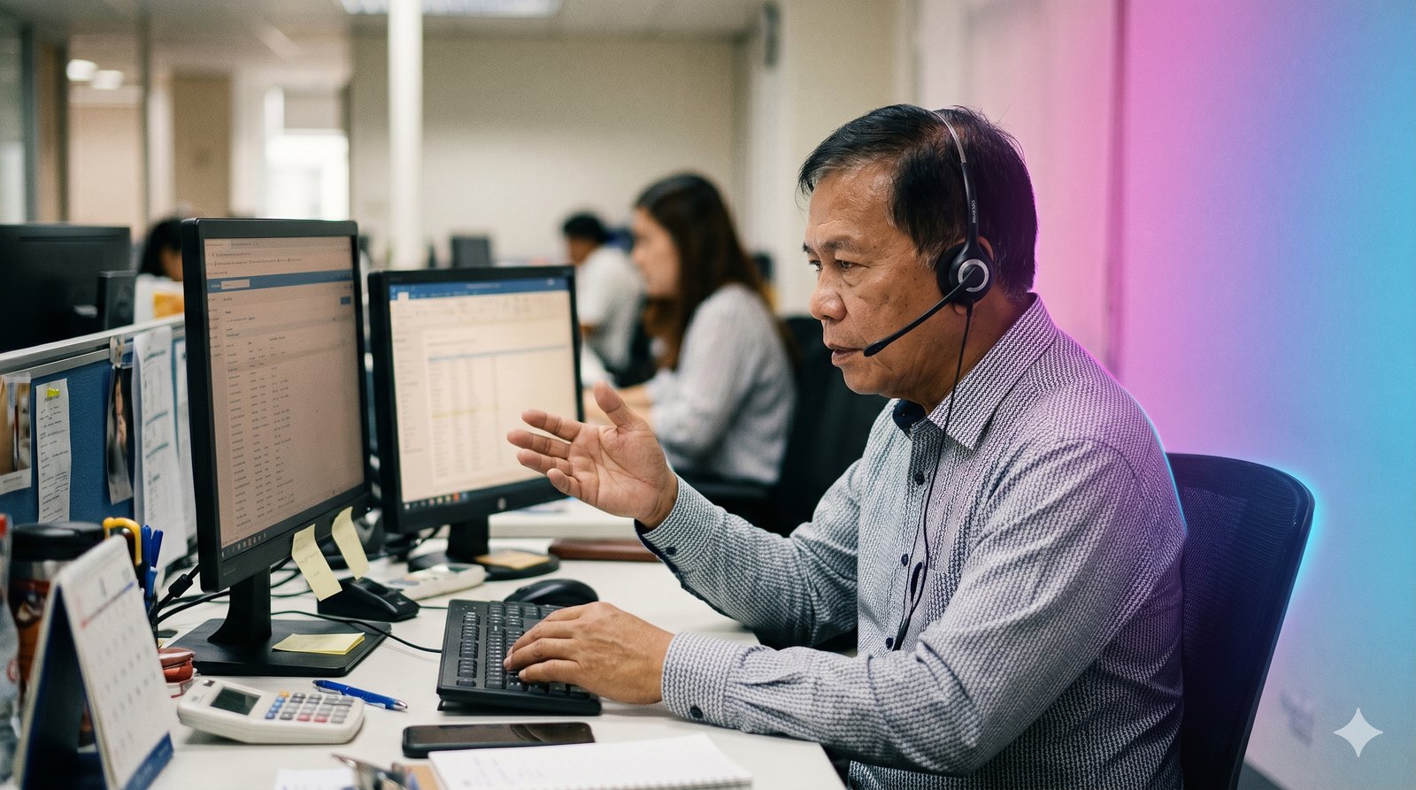 A Filipino in a sales-support role at a Bangkok office