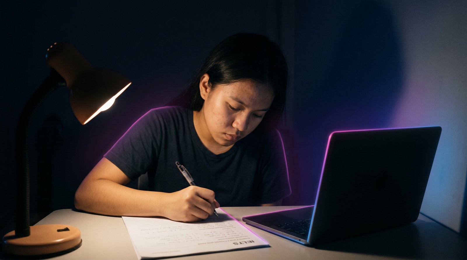 A Filipino doing IELTS practice and prep at home