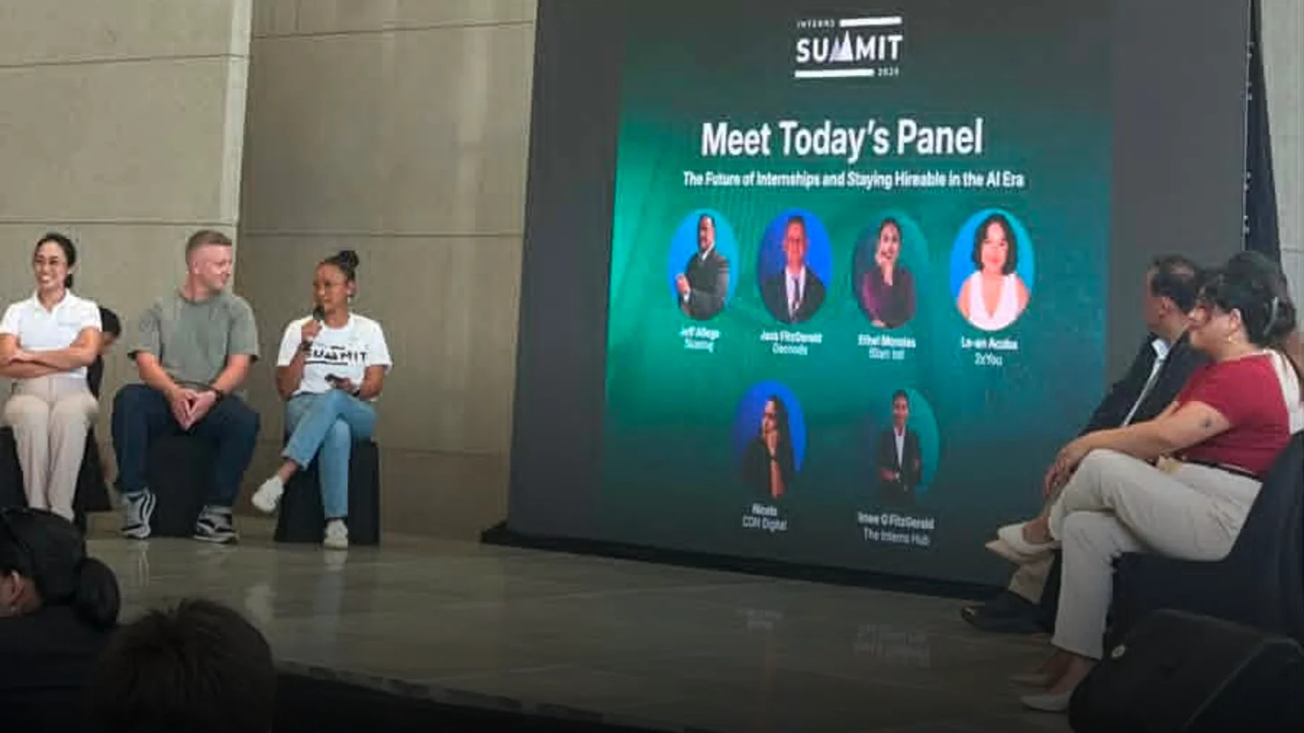 On the Interns Summit stage — the panel conversation on the future of internships and staying hireable in the AI era.